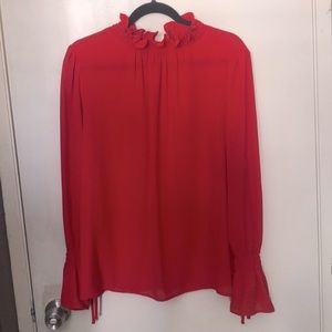Vince camuto Mock Neck Ruby red blouse